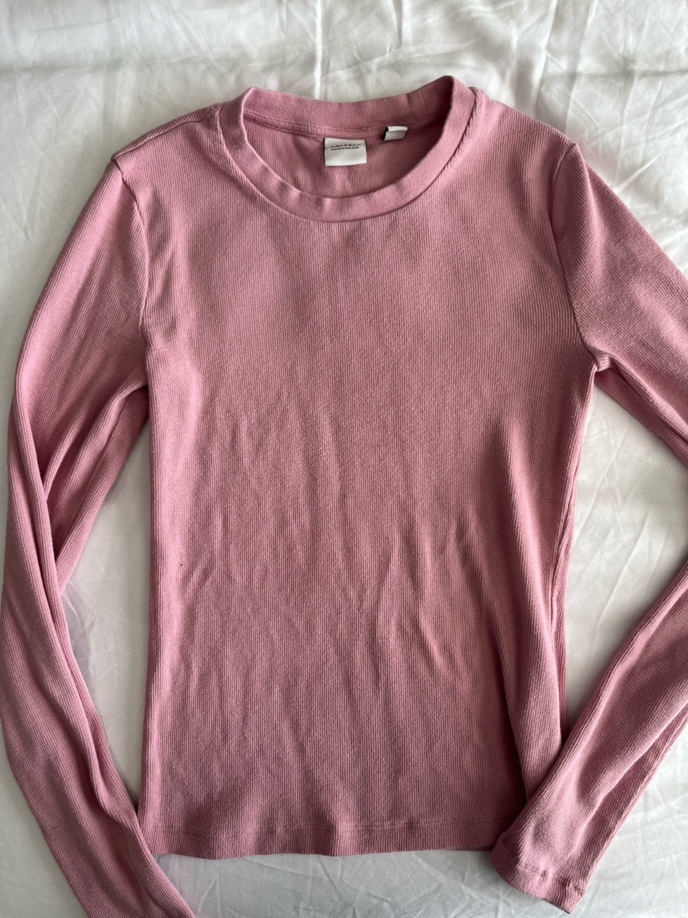 Aritzia Dusty Rose Ribbed Crewneck Top